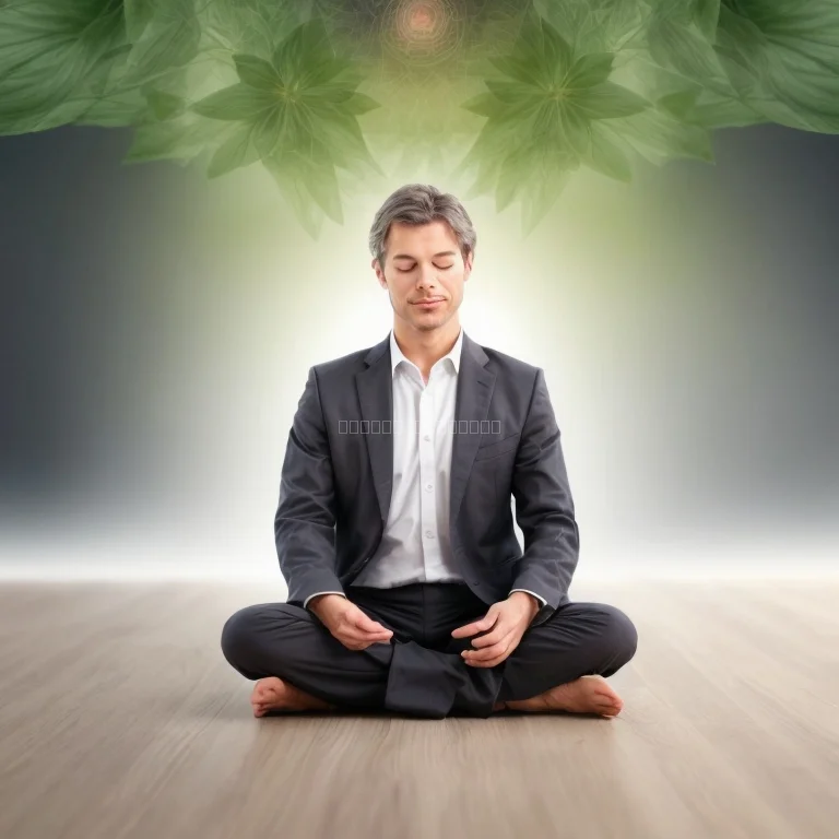 Dirigeant méditant dans un bureau lumineux